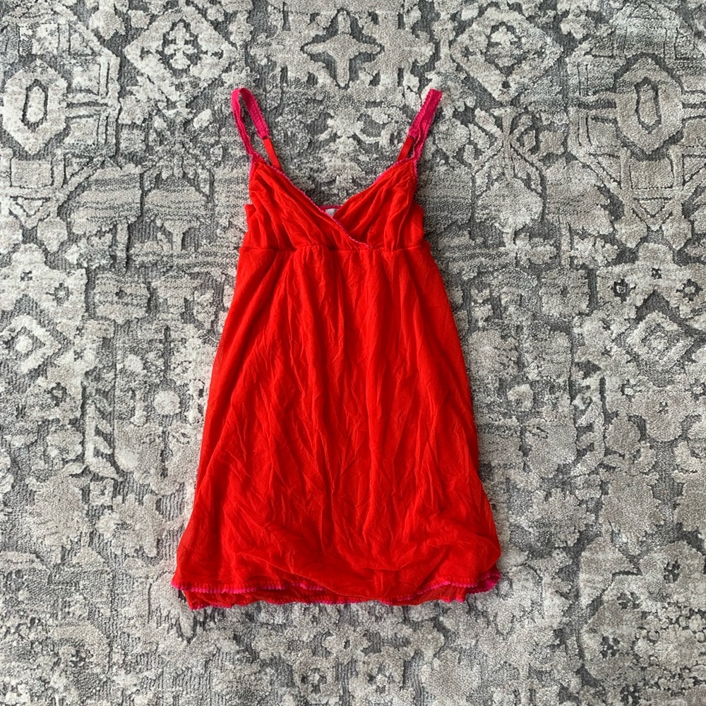 Ongossamer red slip with pink straps S